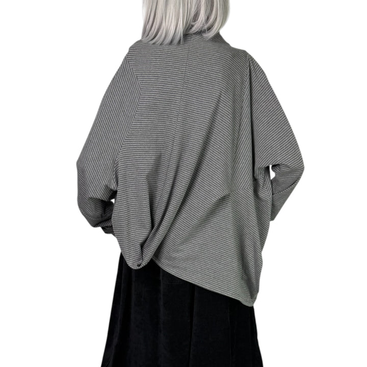 PINSTRIPE BLOUSON TOP