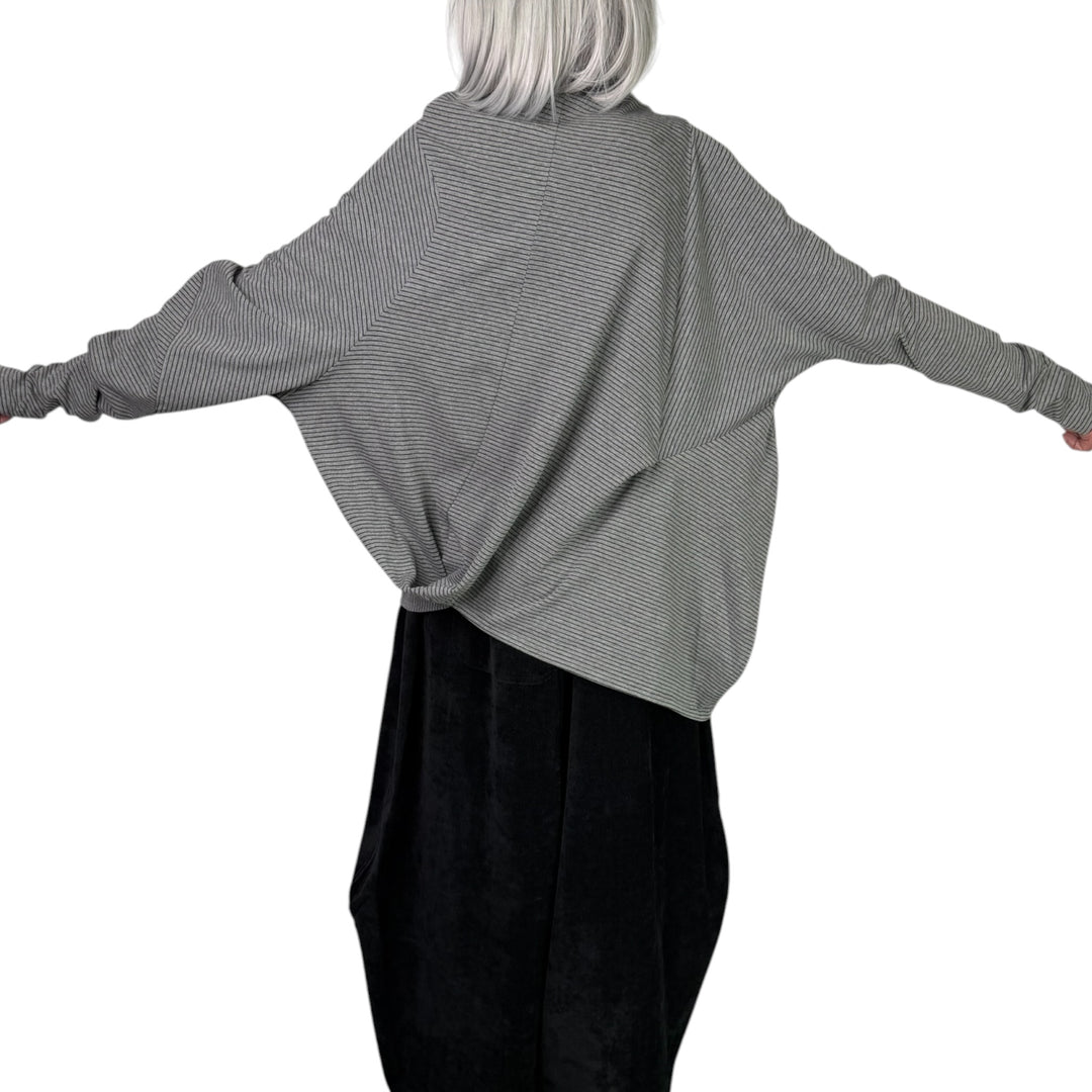 PINSTRIPE BLOUSON TOP