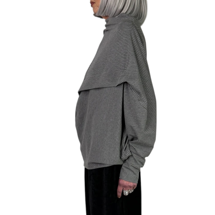 PINSTRIPE BLOUSON TOP