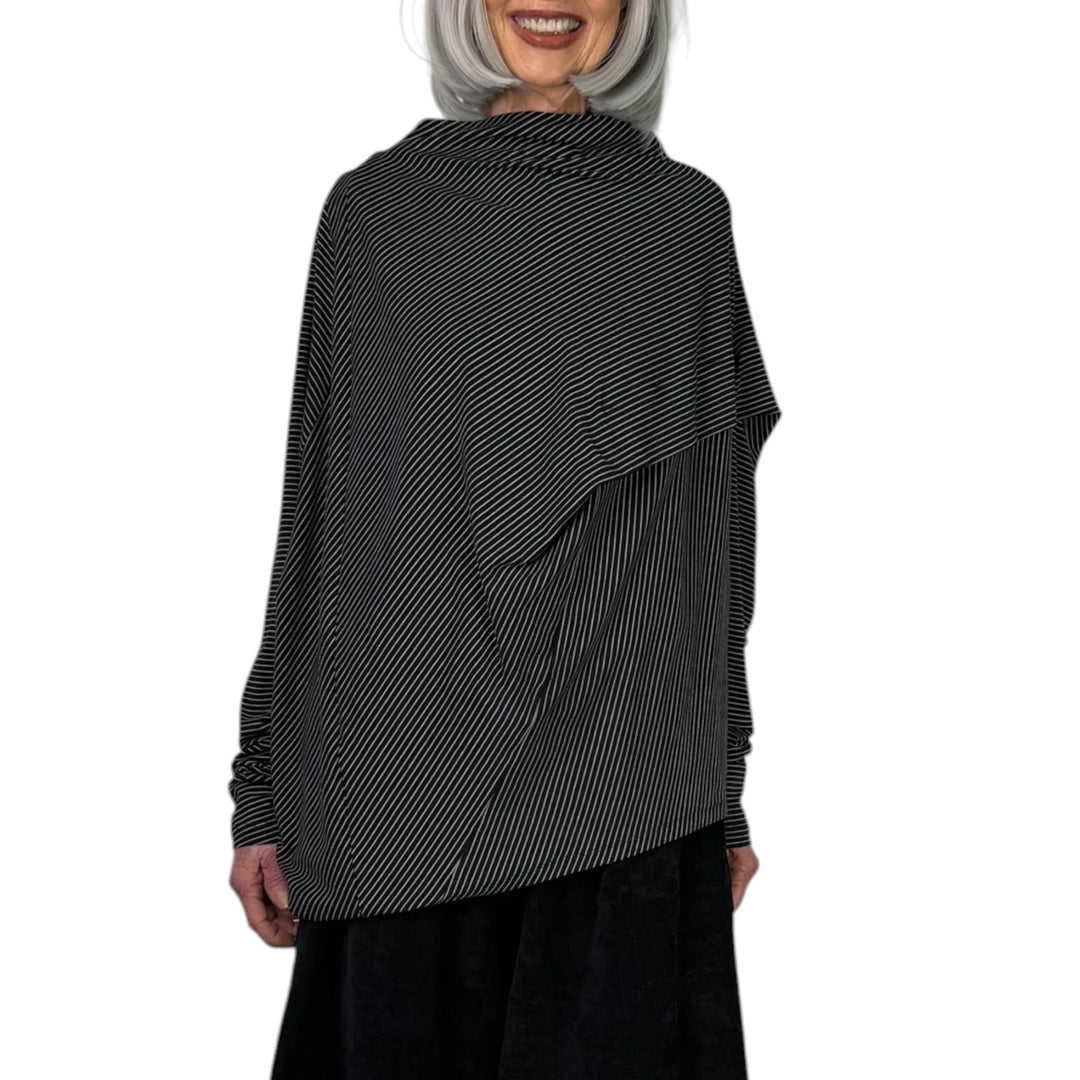 PINSTRIPE BLOUSON TOP