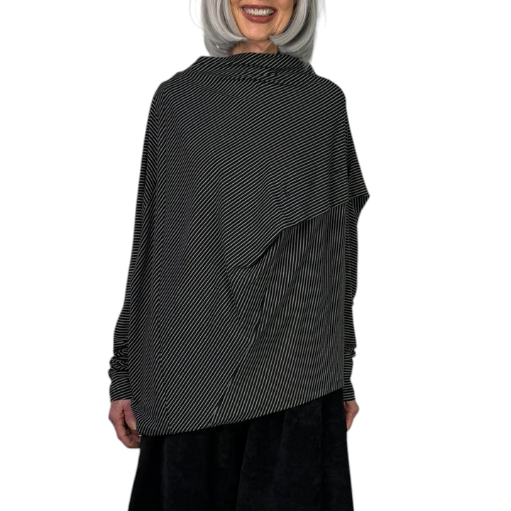 PINSTRIPE BLOUSON TOP
