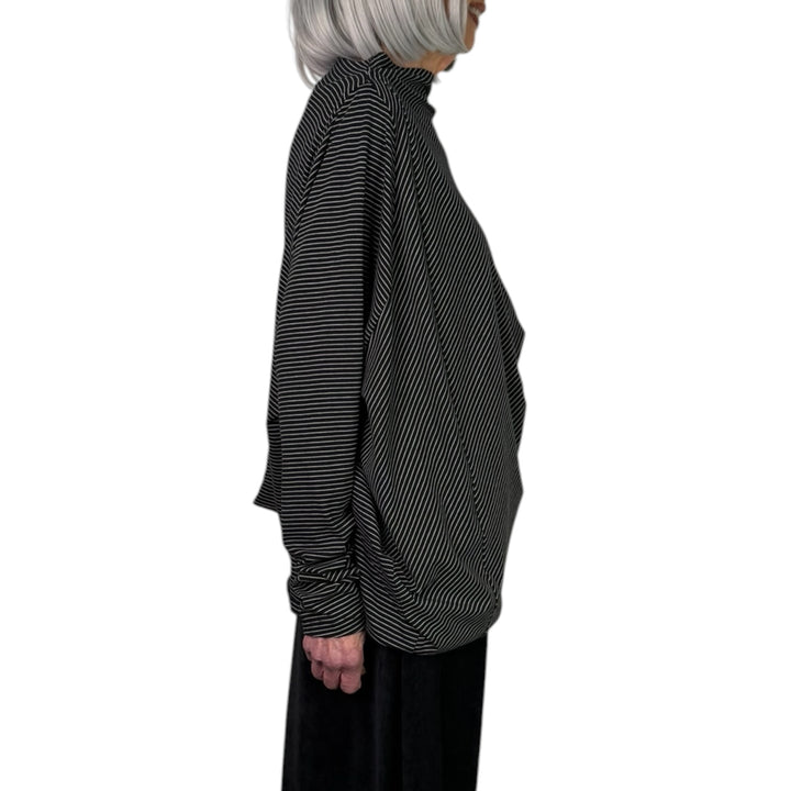 PINSTRIPE BLOUSON TOP