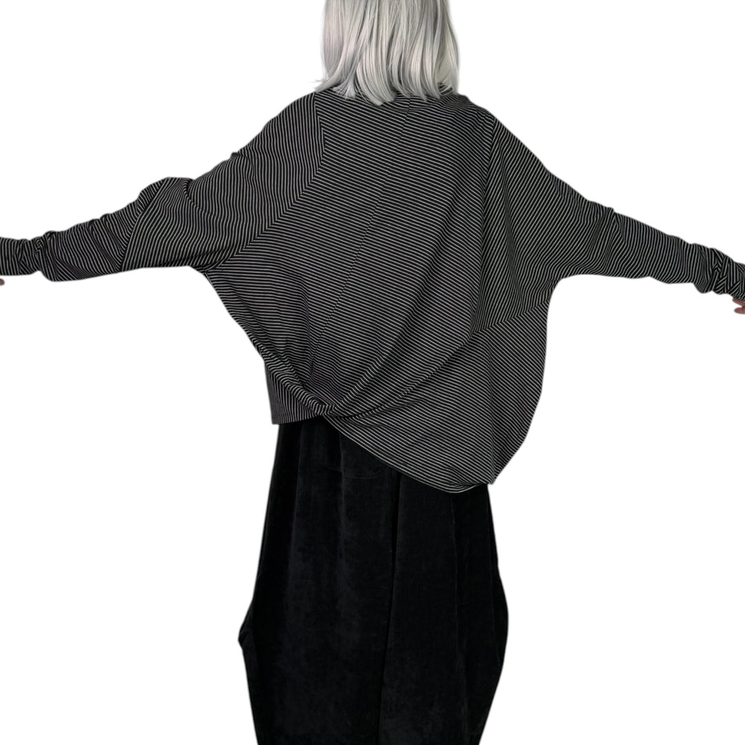 PINSTRIPE BLOUSON TOP