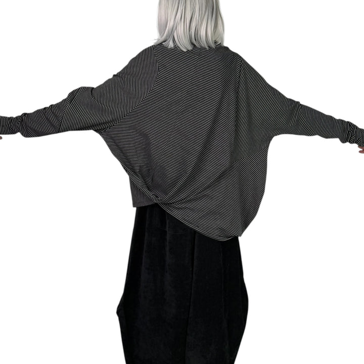 PINSTRIPE BLOUSON TOP