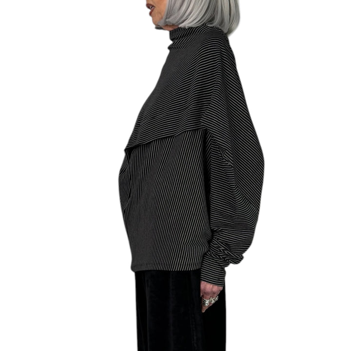 PINSTRIPE BLOUSON TOP