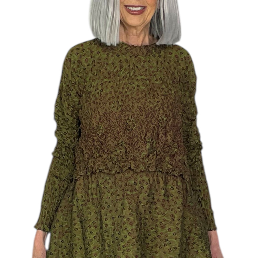 SHIBORI CRUSH PLEAT CROP TOP