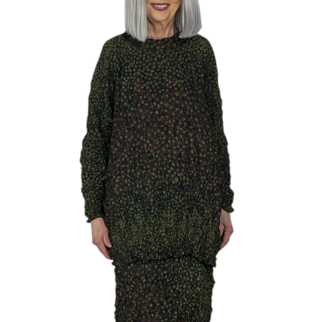 SHIBORI CRUSH PLEAT LONG TOP