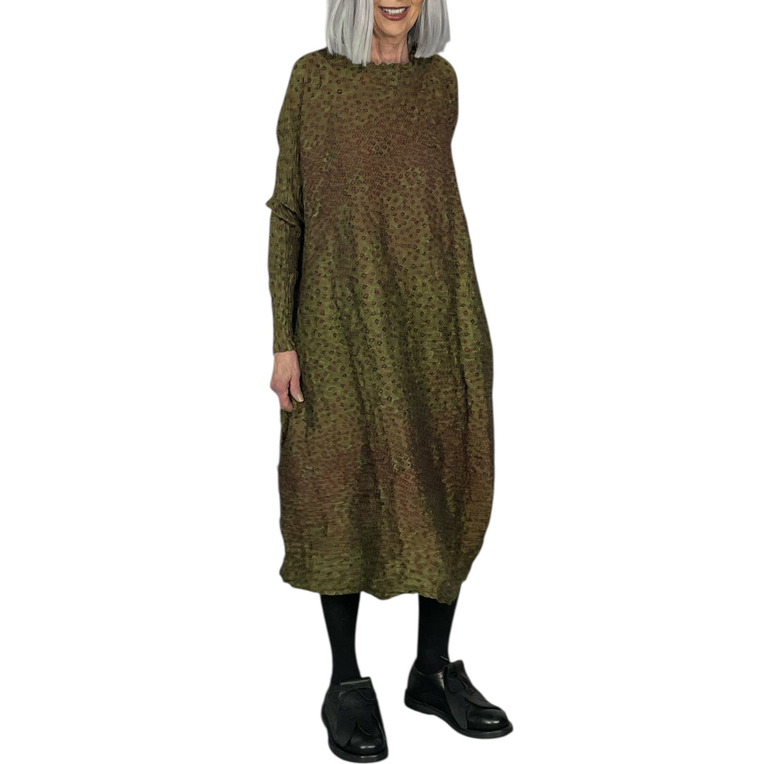 SHIBORI HORIZONTAL PLEAT DRESS