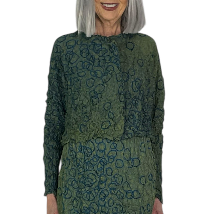 SHIBORI CRUSH PLEAT CROP SHIRT