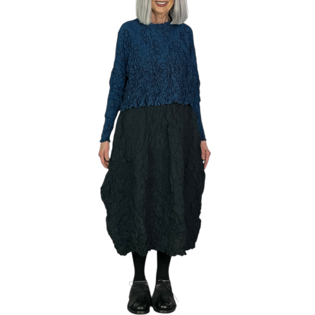 CRUSH PLEAT TAFFETA A-LINE SKIRT
