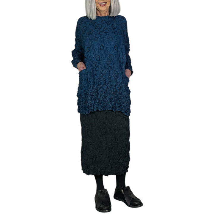 CRUSH PLEAT TAFFETA SLIM SKIRT