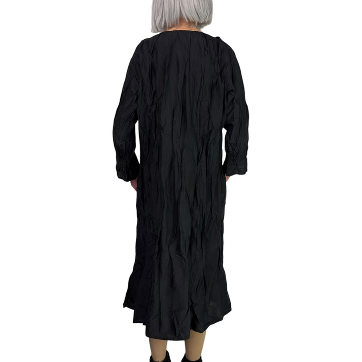 HEAVY VOILE WAVY TUCKED DRESS