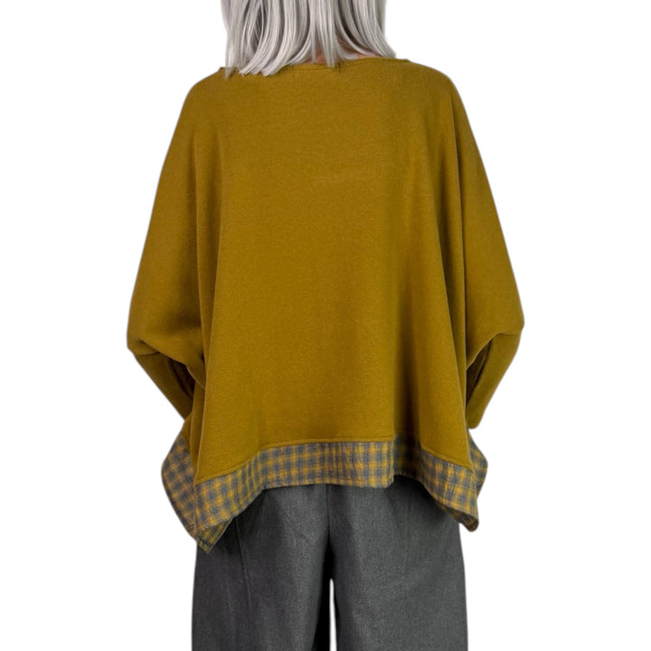BAMBOO BOATNECK TOP W/FLANNEL TRIM