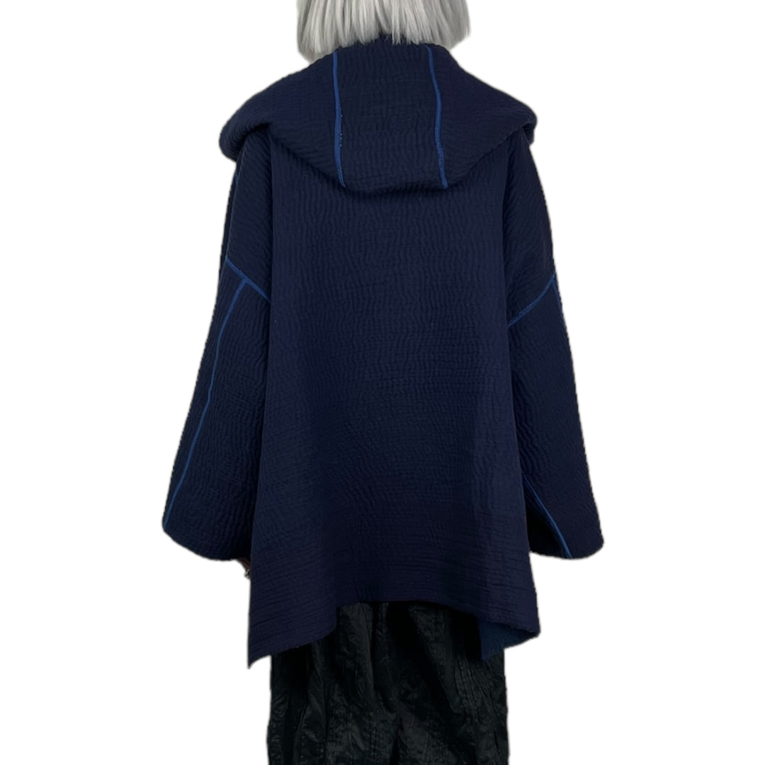 QUILTED HOODIE PONCHO JACKET