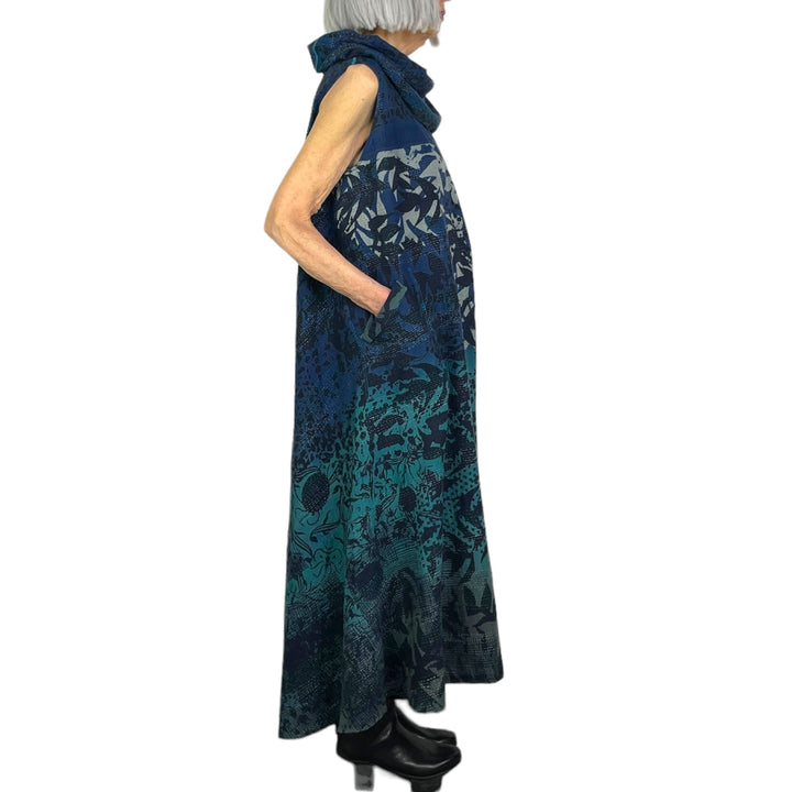 TWILIGHT PRINT COWL NECK MAXI DRESS