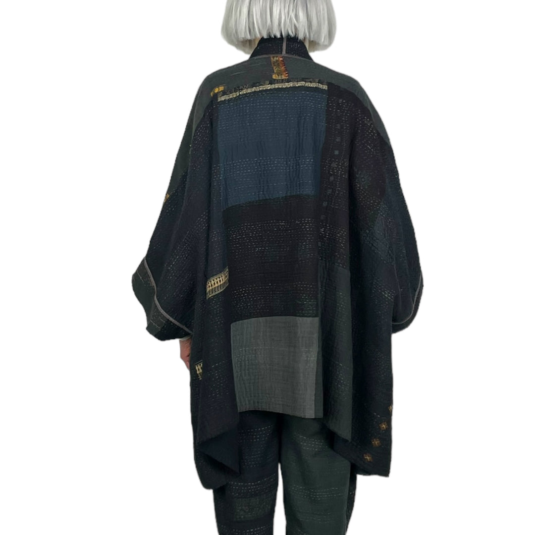 SW PATCH DOUBLE COLLAR PONCHO