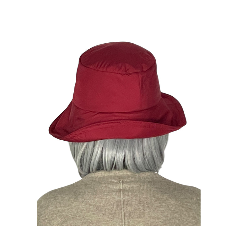 FLEECE LINED FABRIC RAIN HAT