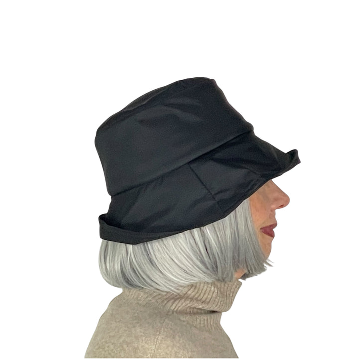 FLEECE LINED FABRIC RAIN HAT