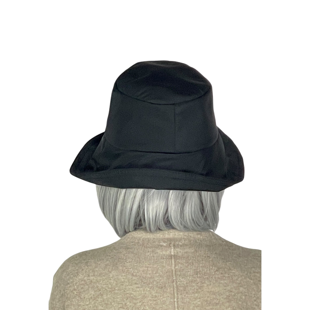 FLEECE LINED FABRIC RAIN HAT