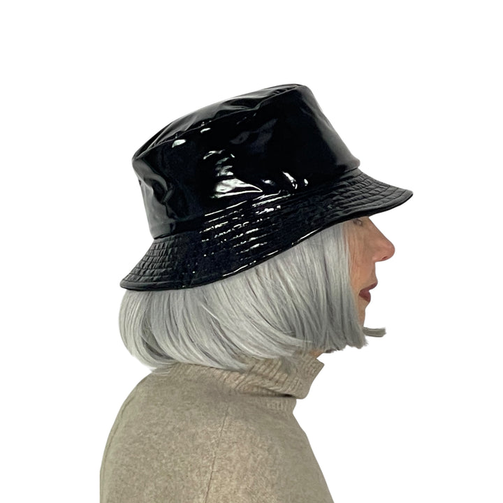 PATENT BUCKET RAIN HAT