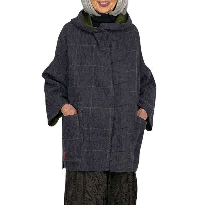 QUILTED HOODIE PONCHO JACKET