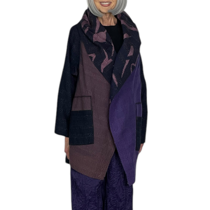  HAND LOOMED HOODED A-LINE COAT