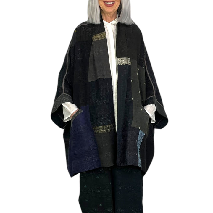 SW PATCH DOUBLE COLLAR PONCHO