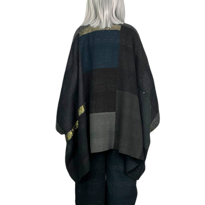 SW PATCH DOUBLE COLLAR PONCHO