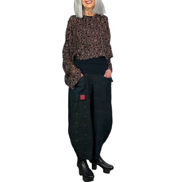 AJRAKH SQUARES WAVY TUCK SLEEVE JACKET