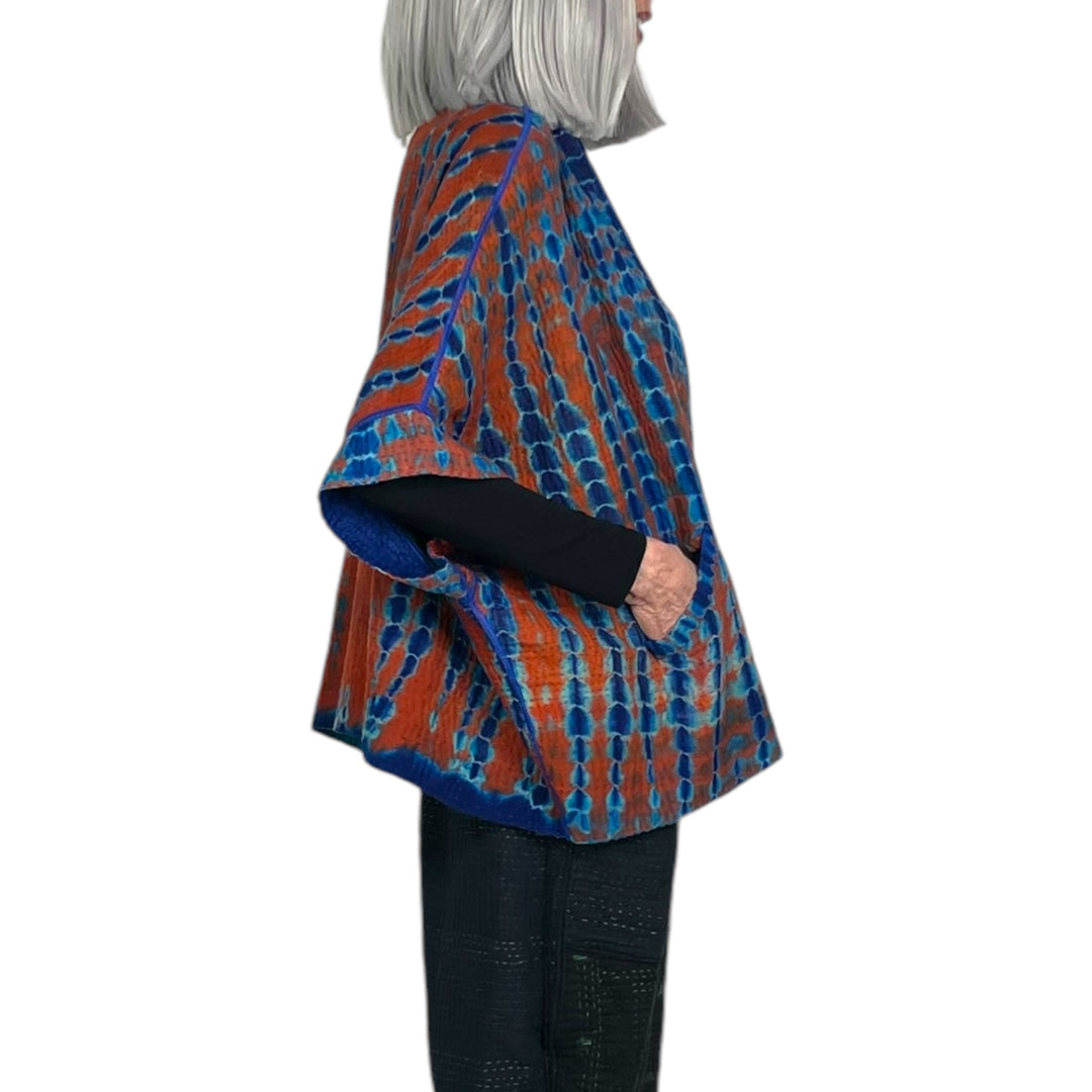 SERPENT SHIBORI TIE DYE MINI PONCHO