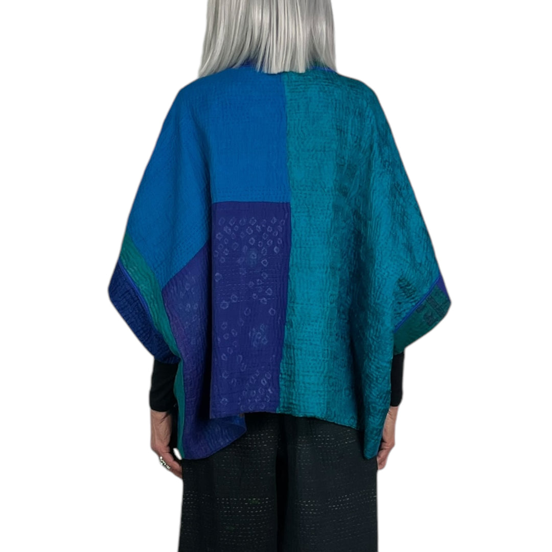 SERPENT SHIBORI TIE DYE MINI PONCHO