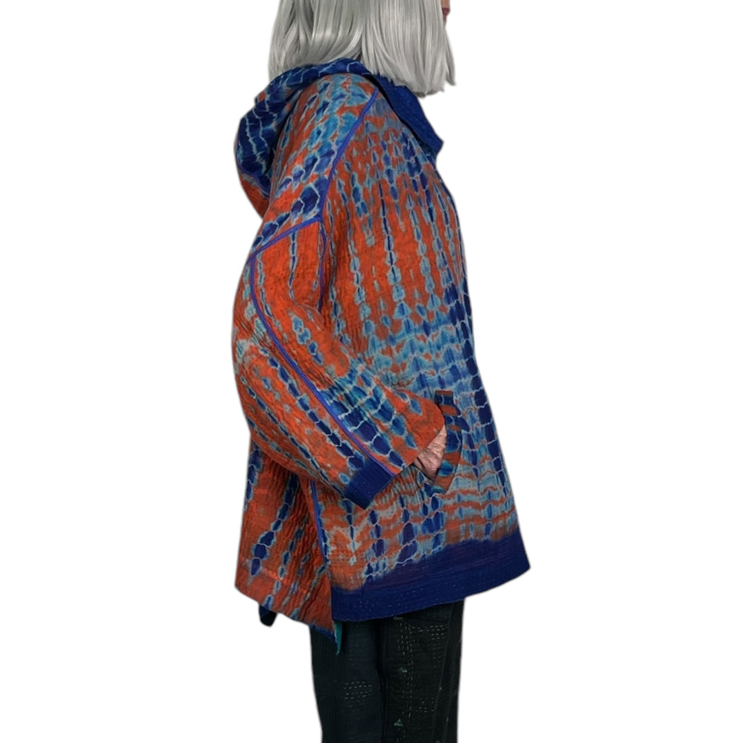 SERPENT SHIBORI TIE DYE HOODIE PONCHO