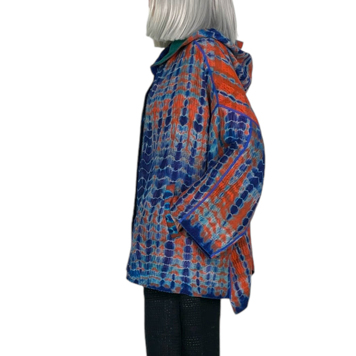 SERPENT SHIBORI TIE DYE HOODIE PONCHO