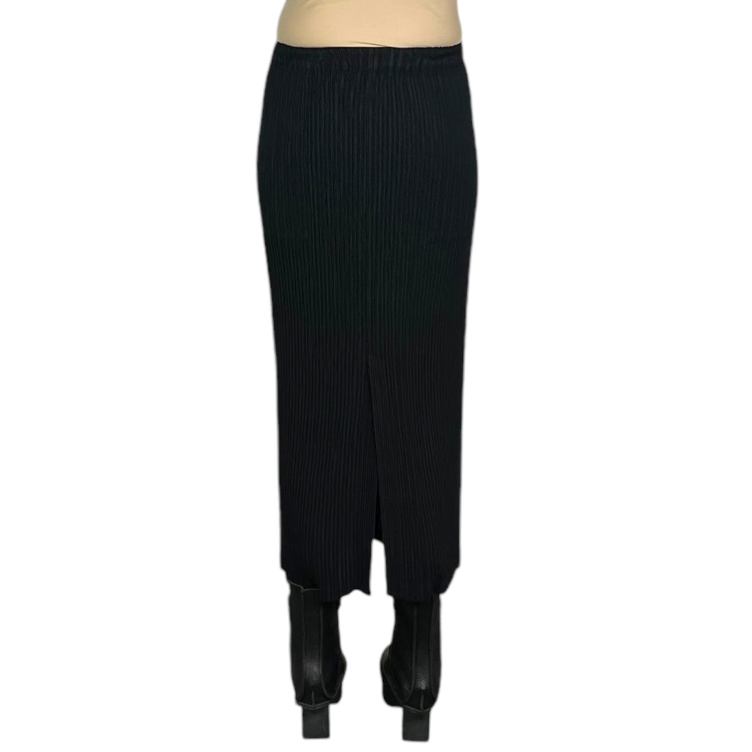 HATCHING PLEATS SLIM SKIRT