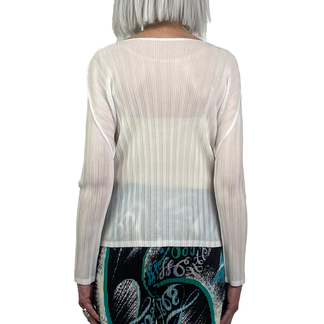 RIB PLEATS CREWNECK TOP